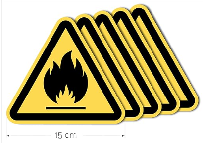 Señal Adhesiva Advertencia Riesgo Materias Inflamables Triangulo Amarillo Señalización Peligro 