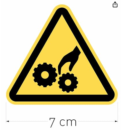 Señal Adhesiva Advertencia Riesgo de Atrapamiento 12 uds de 7 cm Pegatina Triangulo Amarillo Señalización Peligro